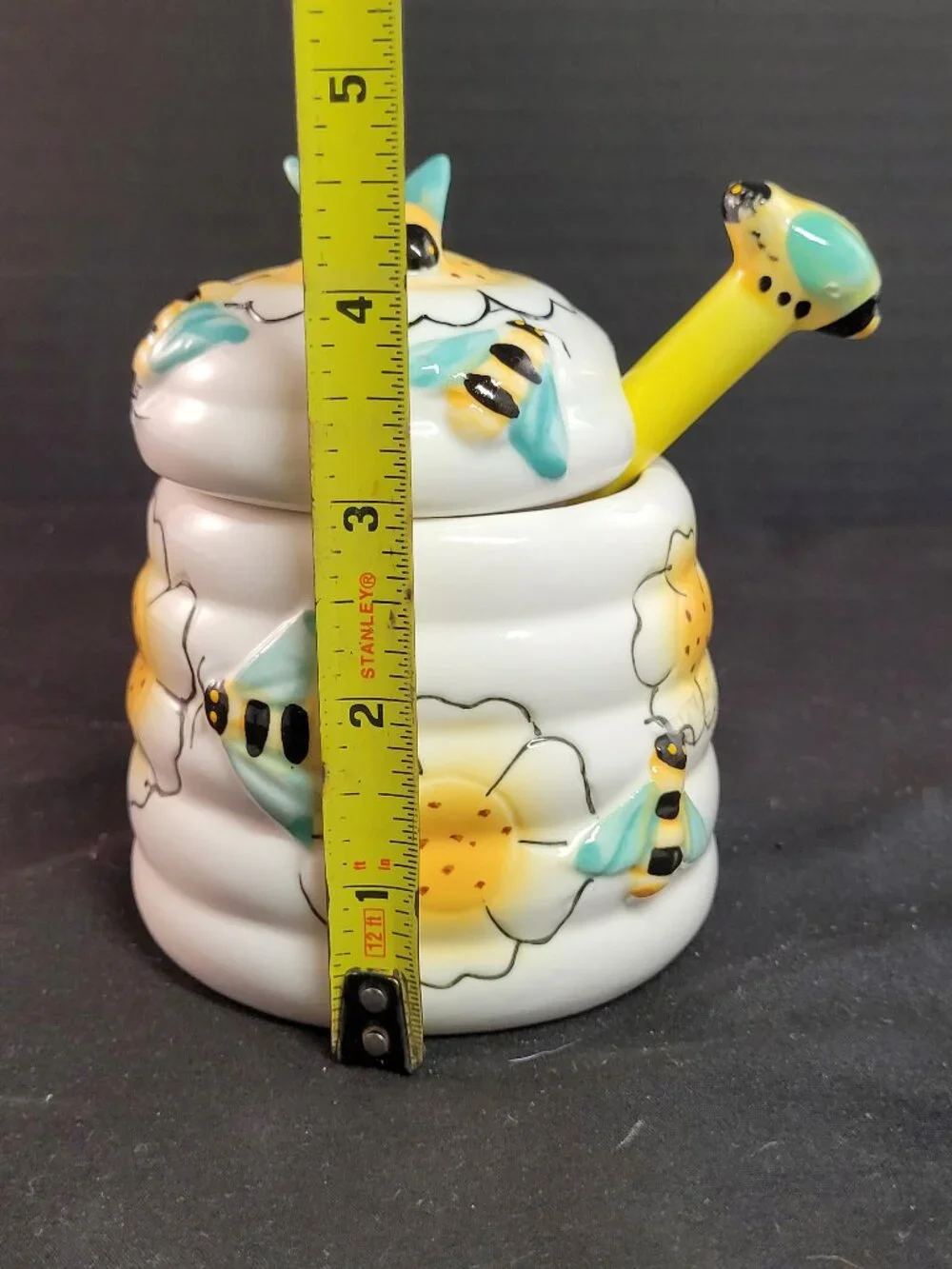 Shonfeld's Honeycomb Set + Stirrer, 3D Honey Jar w Flower + Bumblebee Design, 5